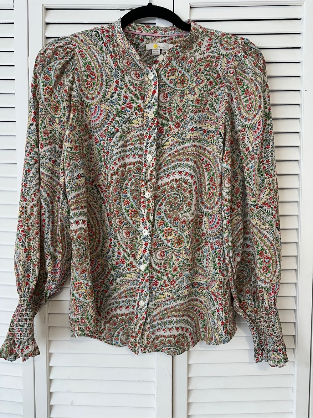 Boden 100% Silk Long Sleeve Blouse